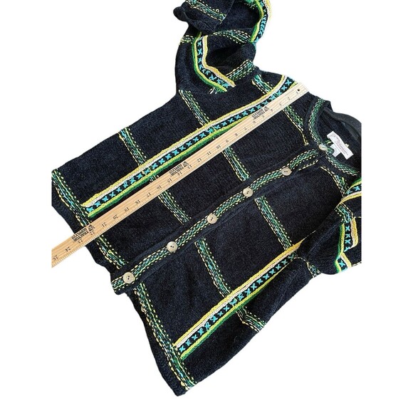 Norm Thompson Vintage Chenille Embroidered Black Cardigan Sweater Women’s Med - Picture 6 of 8
